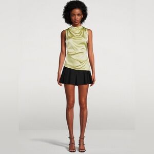 NEW WITH TAG Helmut Lang designer SILK Casual Tunic DRAPE cowlneck lime Top XS